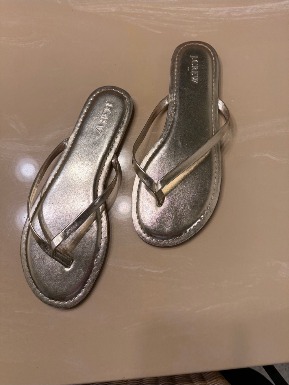 J. Crew Metallic GOLD Flip Flop Sandals - Women